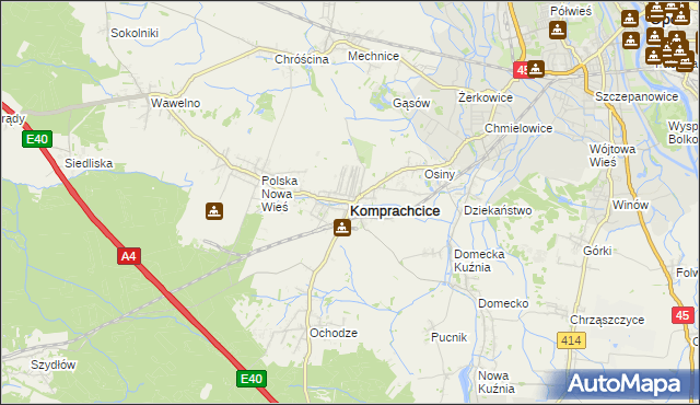 mapa Komprachcice, Komprachcice na mapie Targeo