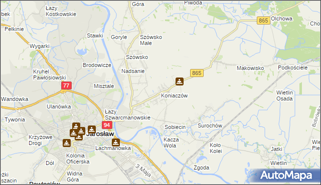 mapa Koniaczów, Koniaczów na mapie Targeo