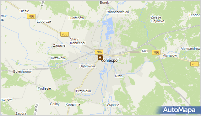 mapa Koniecpol, Koniecpol na mapie Targeo