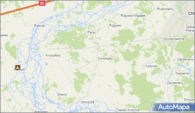 mapa Konowały, Konowały na mapie Targeo