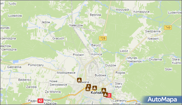 mapa Kornica, Kornica na mapie Targeo