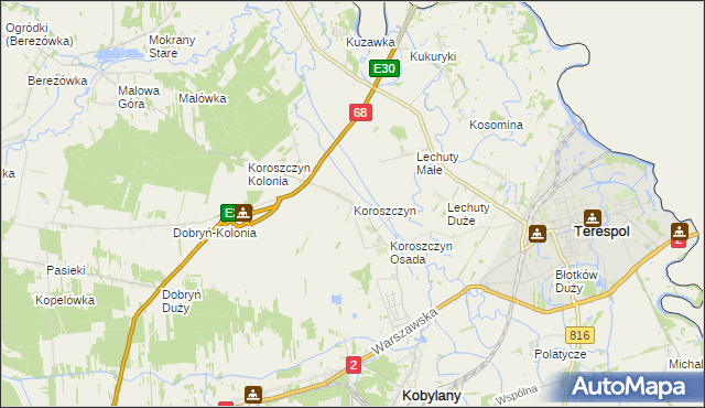 mapa Koroszczyn, Koroszczyn na mapie Targeo