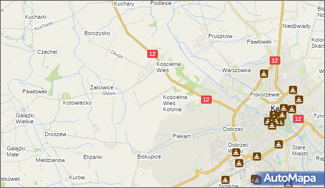 mapa Kościelna Wieś Kolonia, Kościelna Wieś Kolonia na mapie Targeo