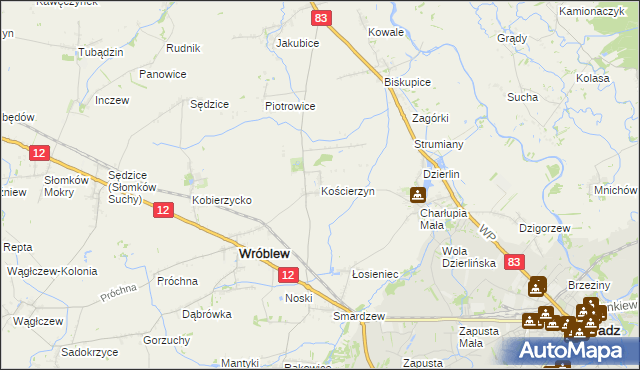 mapa Kościerzyn, Kościerzyn na mapie Targeo