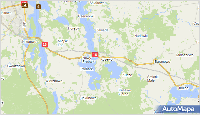 mapa Kosewo gmina Mrągowo, Kosewo gmina Mrągowo na mapie Targeo