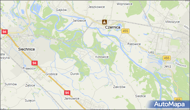 mapa Kotowice gmina Siechnice, Kotowice gmina Siechnice na mapie Targeo