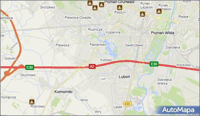 mapa Kotowo gmina Poznań, Kotowo gmina Poznań na mapie Targeo