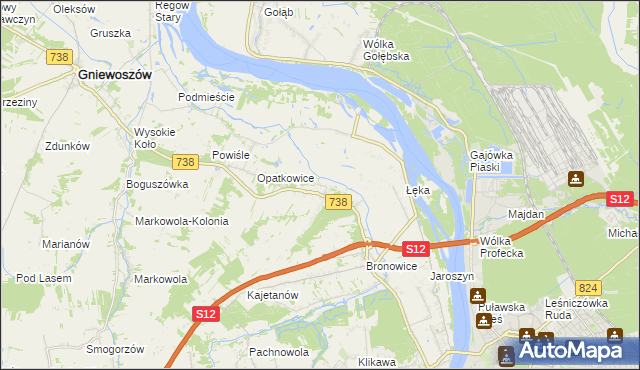 mapa Kowala gmina Puławy, Kowala gmina Puławy na mapie Targeo