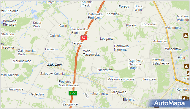 mapa Kozinki, Kozinki na mapie Targeo