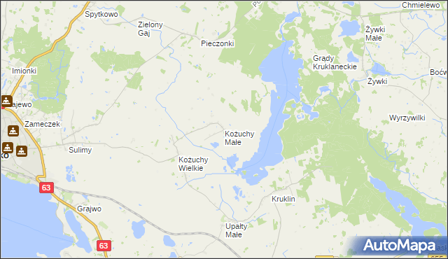 mapa Kożuchy Małe, Kożuchy Małe na mapie Targeo