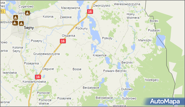 mapa Krejwińce, Krejwińce na mapie Targeo