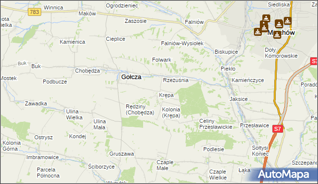 mapa Krępa gmina Gołcza, Krępa gmina Gołcza na mapie Targeo