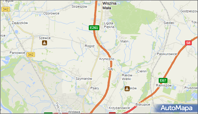 mapa Kryniczno gmina Wisznia Mała, Kryniczno gmina Wisznia Mała na mapie Targeo