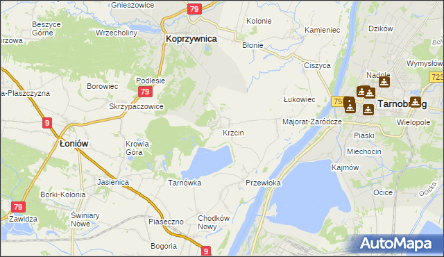 mapa Krzcin, Krzcin na mapie Targeo