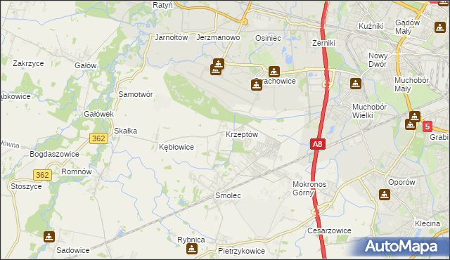 mapa Krzeptów, Krzeptów na mapie Targeo