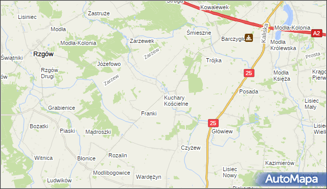 mapa Kuchary Kościelne, Kuchary Kościelne na mapie Targeo