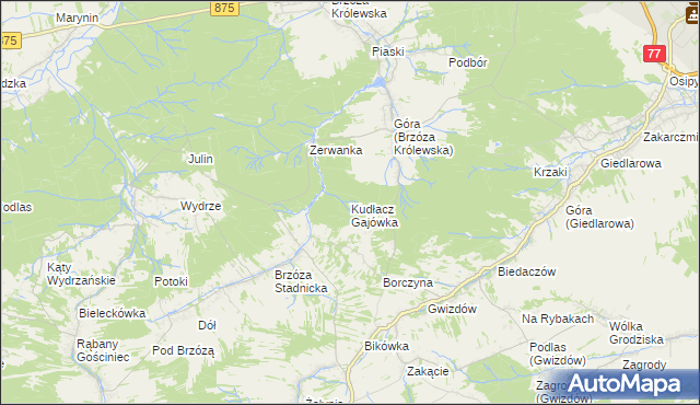 mapa Kudłacz Gajówka, Kudłacz Gajówka na mapie Targeo