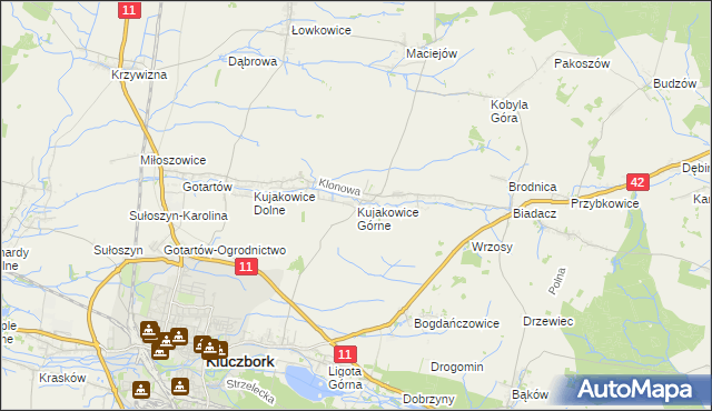 mapa Kujakowice Górne, Kujakowice Górne na mapie Targeo