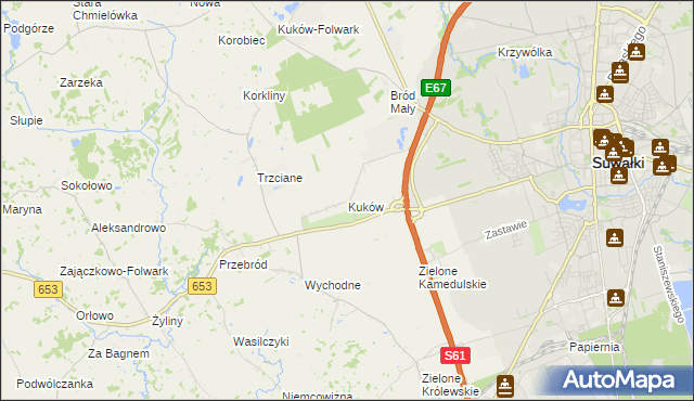 mapa Kuków gmina Suwałki, Kuków gmina Suwałki na mapie Targeo