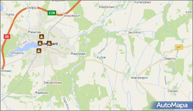 mapa Kulice gmina Nowogard, Kulice gmina Nowogard na mapie Targeo