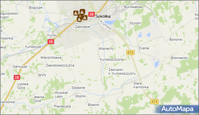 mapa Kurowszczyzna, Kurowszczyzna na mapie Targeo