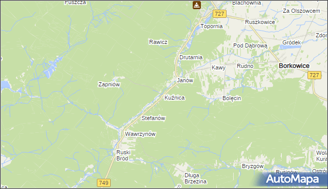 mapa Kuźnica gmina Przysucha, Kuźnica gmina Przysucha na mapie Targeo