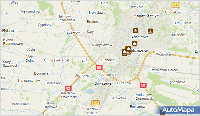 mapa Kuznocin gmina Sochaczew, Kuznocin gmina Sochaczew na mapie Targeo