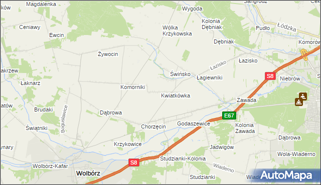 mapa Kwiatkówka, Kwiatkówka na mapie Targeo