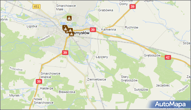 mapa Łączany gmina Namysłów, Łączany gmina Namysłów na mapie Targeo