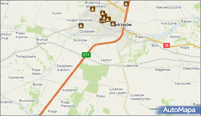 mapa Łączyn, Łączyn na mapie Targeo