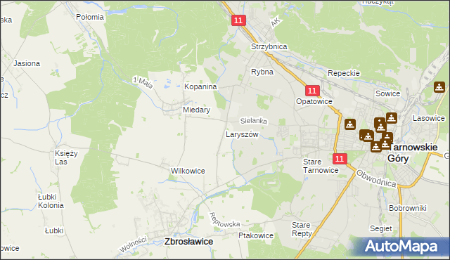 mapa Laryszów, Laryszów na mapie Targeo