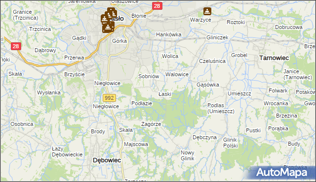 mapa Łaski gmina Jasło, Łaski gmina Jasło na mapie Targeo