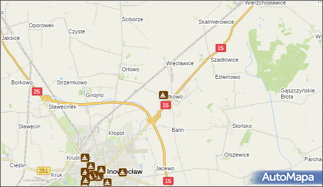 mapa Latkowo gmina Inowrocław, Latkowo gmina Inowrocław na mapie Targeo