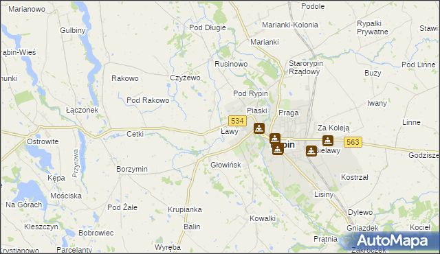 mapa Ławy gmina Rypin, Ławy gmina Rypin na mapie Targeo