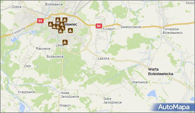 mapa Łaziska gmina Bolesławiec, Łaziska gmina Bolesławiec na mapie Targeo