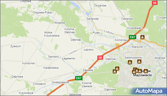 mapa Łazisko gmina Tomaszów Mazowiecki, Łazisko gmina Tomaszów Mazowiecki na mapie Targeo