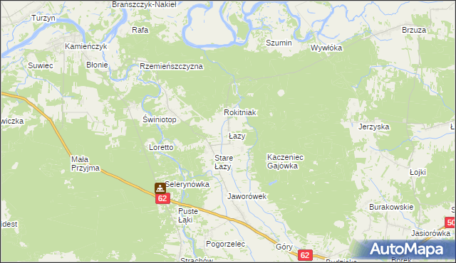 mapa Łazy gmina Łochów, Łazy gmina Łochów na mapie Targeo