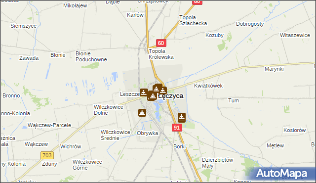 mapa Łęczyca, Łęczyca na mapie Targeo