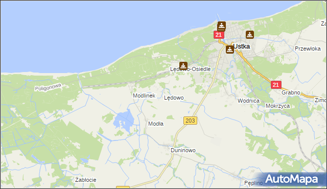 mapa Lędowo gmina Ustka, Lędowo gmina Ustka na mapie Targeo