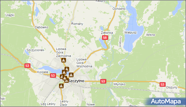 mapa Lemany gmina Szczytno, Lemany gmina Szczytno na mapie Targeo