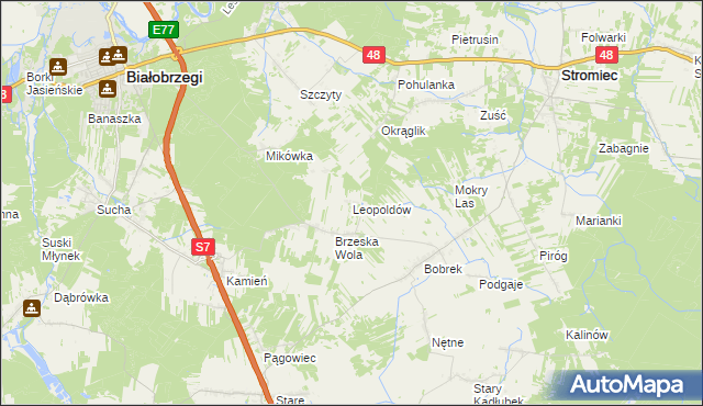 mapa Leopoldów gmina Białobrzegi, Leopoldów gmina Białobrzegi na mapie Targeo