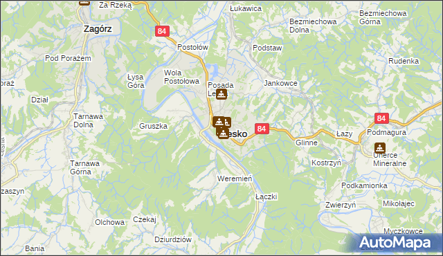 mapa Lesko, Lesko na mapie Targeo