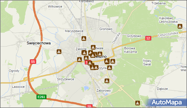 mapa Leszno, Leszno na mapie Targeo