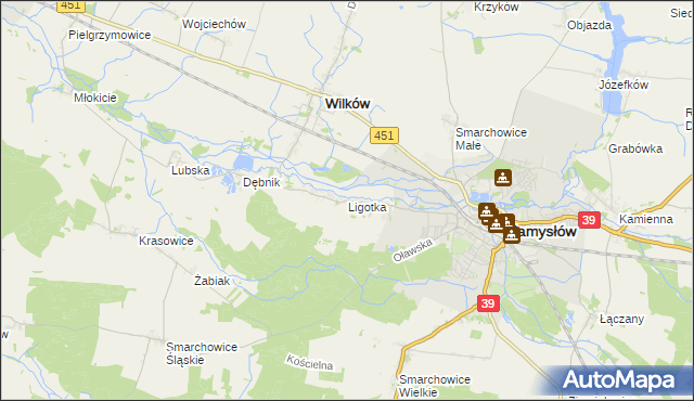 mapa Ligotka gmina Namysłów, Ligotka gmina Namysłów na mapie Targeo