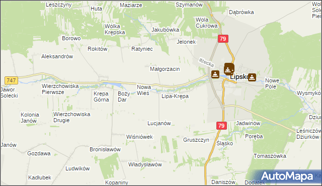 mapa Lipa-Krępa, Lipa-Krępa na mapie Targeo