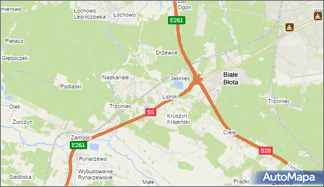 mapa Lipniki gmina Białe Błota, Lipniki gmina Białe Błota na mapie Targeo