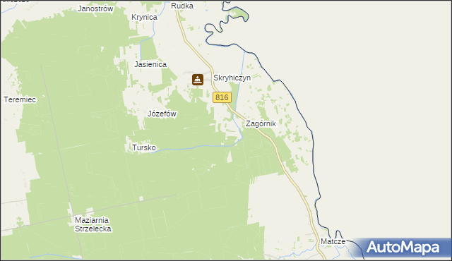 mapa Lipniki gmina Dubienka, Lipniki gmina Dubienka na mapie Targeo