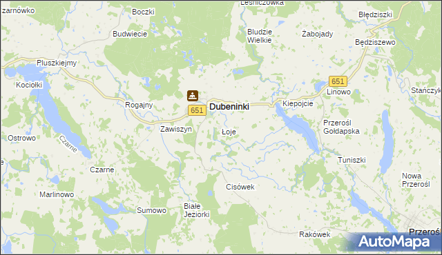 mapa Łoje gmina Dubeninki, Łoje gmina Dubeninki na mapie Targeo