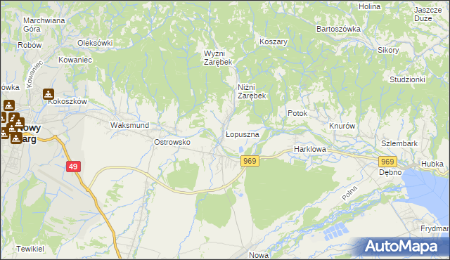 mapa Łopuszna, Łopuszna na mapie Targeo