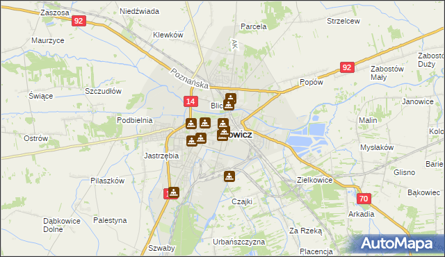 mapa Łowicza, Łowicz na mapie Targeo